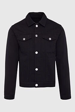 Black wool and elastane denim jacket for men