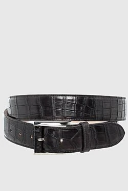 Brown crocodile leather belt for men