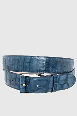 Crocodile leather belt blue for men