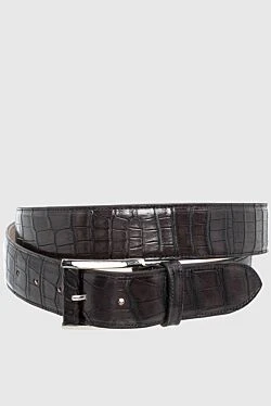 Brown crocodile leather belt for men