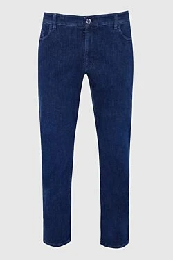 Blue cotton and polyamide jeans for men