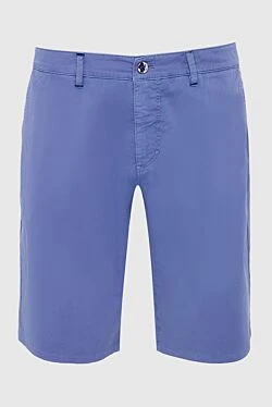 Blue cotton shorts with elastane for men