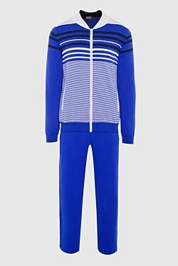 Men's sports suit made of cotton and silk, blue