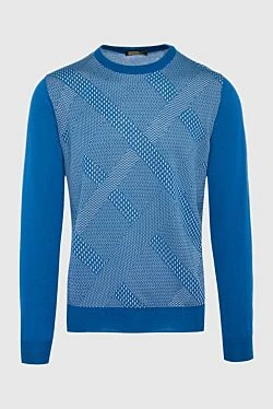 Cashmere and silk jumper blue for men