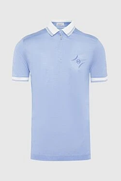 Blue cotton polo for men