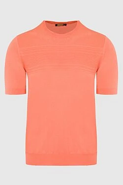 Cotton and silk short sleeve jumper orange for men