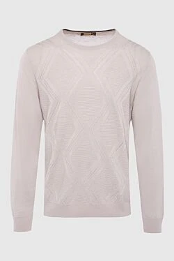 Silk and linen jumper beige for men