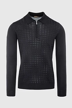 Long Sleeve Polo in Silk and Cashmere black for men