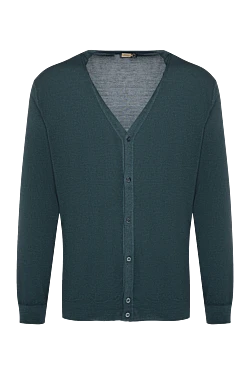 Men's cashmere and silk cardigan green