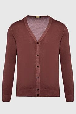 Men's cardigan made of cashmere and silk, brown