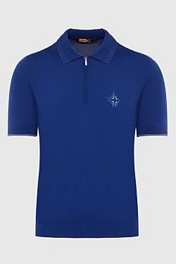 Cotton and silk polo blue for men