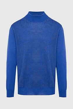 Cashmere and silk jumper blue for men