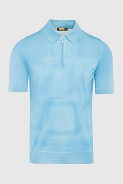 Blue silk and viscose polo for men