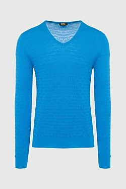 Blue silk and cotton jumper for men