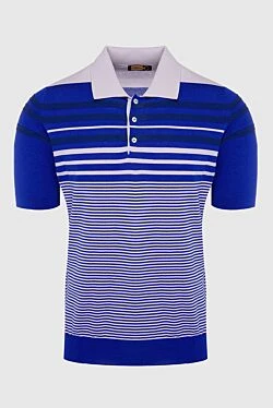 Cotton and silk polo blue for men