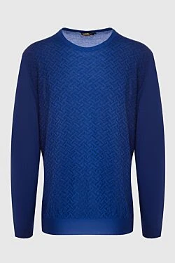 Cashmere and silk jumper blue for men