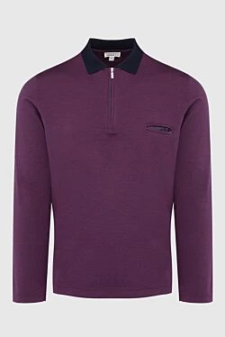 Silk and Elastane Long Sleeve Polo Blue for men