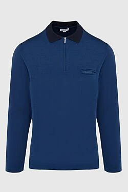 Silk and Elastane Long Sleeve Polo Blue for men