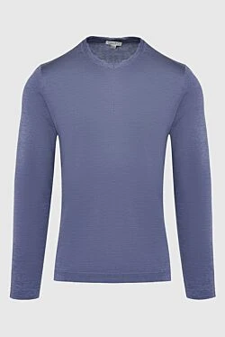 Cashmere and silk jumper blue for men