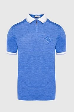 Blue cotton polo for men