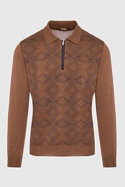 Long Sleeve Polo in Silk and Cashmere Brown for men