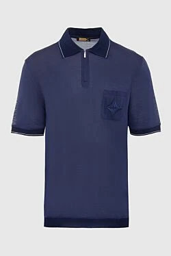 Cotton and silk polo blue for men