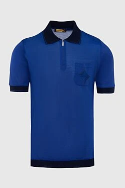 Cotton and silk polo blue for men