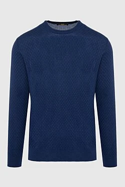 Cashmere and silk jumper blue for men