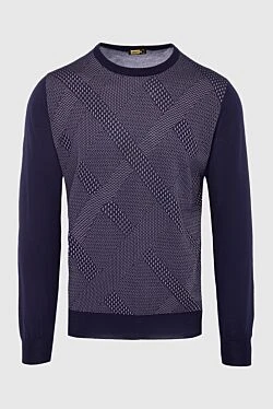 Cashmere and silk jumper blue for men