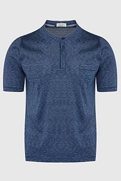 Silk polo blue for men