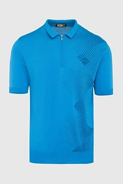 Cotton and silk polo blue for men