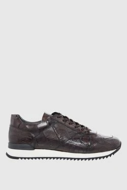 Brown crocodile leather sneakers for men