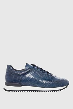 Blue crocodile leather sneakers for men