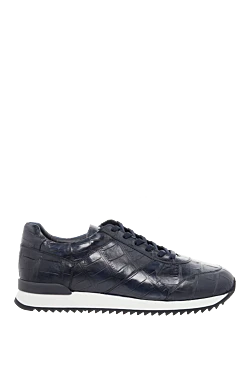 Blue crocodile leather sneakers for men