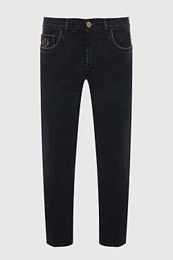 Black cotton and polyurethane jeans for men