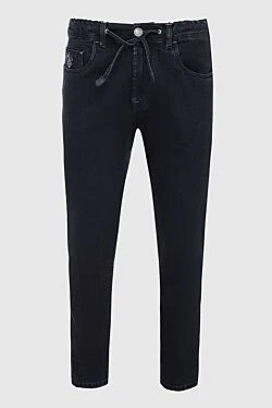 Black cotton and polyurethane jeans for men