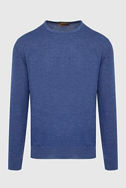 Wool and silk jumper blue for men