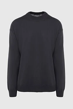 Men's jumper with a high stand-up collar made of wool, black