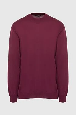 Men's jumper with a high stand-up collar, burgundy wool