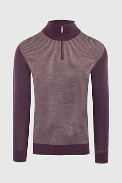 Wool, cashmere and silk troyer burgundy for men