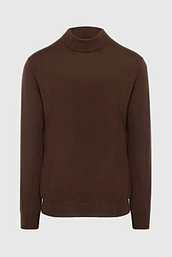 Men's jumper with a high stand-up collar, cashmere, brown