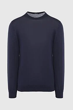 Wool, silk and cashmere jumper blue for men