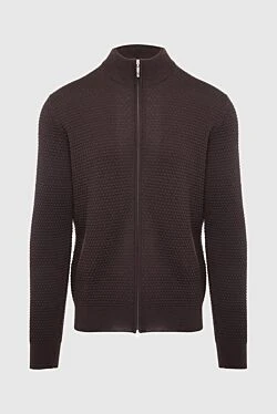 Men's cardigan made of brown wool