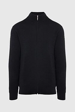 Black men's wool cardigan