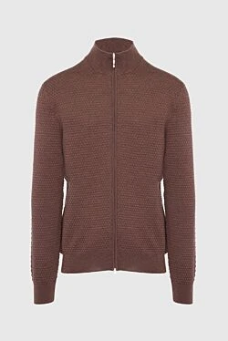 Men's cardigan made of brown wool