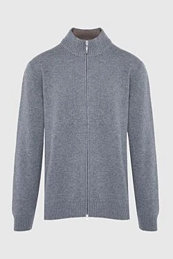 Men's gray wool cardigan