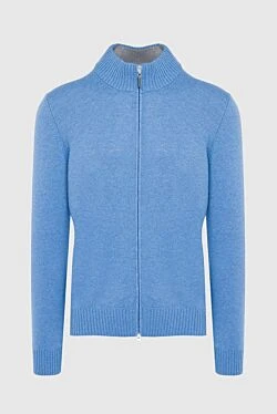 Men's blue wool cardigan