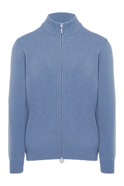 Men's blue wool cardigan