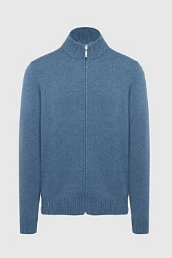 Blue men's wool cardigan