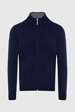 Blue men's wool cardigan